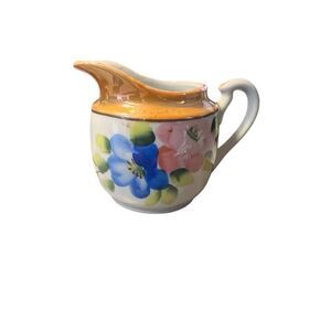 Vintage Japanese Lusterwear 3” Tall Floral Cream Pitcher Beautiful!!